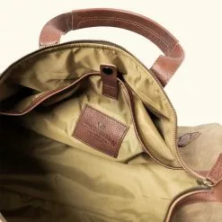Buffalo Jackson Trading Co. Dakota Waxed Canvas Duffle Bag/Backpack | Field Khaki W/ Chestnut Brown Leather 22 Buffalo Jackson Trading Co. Dakota Waxed Canvas Duffle Bag/Backpack | Field Khaki W/ Chestnut Brown Leather