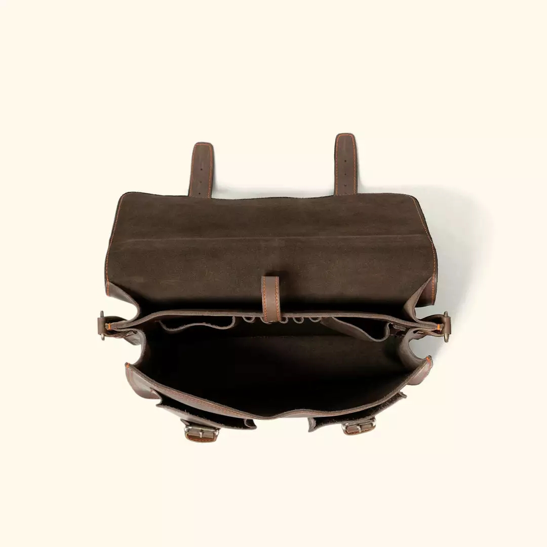 Buffalo Jackson Trading Co. Outlet Denver Leather Briefcase | Limited Edition - Dark Briar W/ Orange Stitching 7 Buffalo Jackson Trading Co. Outlet Denver Leather Briefcase | Limited Edition - Dark Briar W/ Orange Stitching