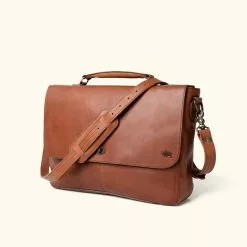 Buffalo Jackson Trading Co. Denver Leather Laptop Messenger Bag | Autumn Brown
