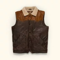 Buffalo Jackson Trading Co. Leather Jackets Jackson Leather Sherpa Vest | Tan & Brown