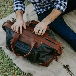 Buffalo Jackson Trading Co. Dakota Waxed Canvas Weekend Bag | Navy Charcoal W/ Chestnut Brown Leather Leather Duffle Bags 21 Buffalo Jackson Trading Co. Dakota Waxed Canvas Weekend Bag | Navy Charcoal W/ Chestnut Brown Leather Leather Duffle Bags