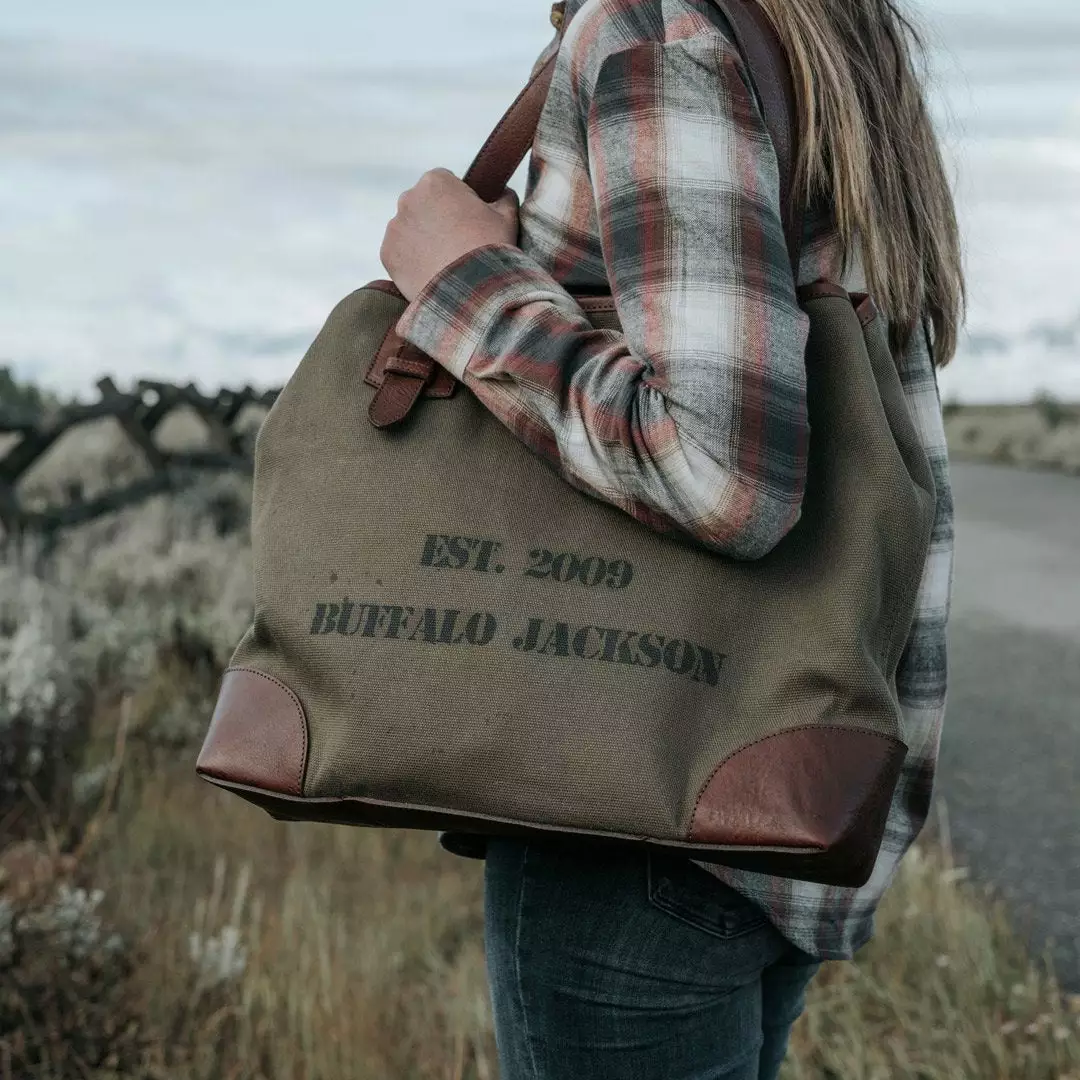 Buffalo Jackson Trading Co. Limited Edition 10-Year Tote Bag | Olive 11 Buffalo Jackson Trading Co. Limited Edition 10-Year Tote Bag | Olive