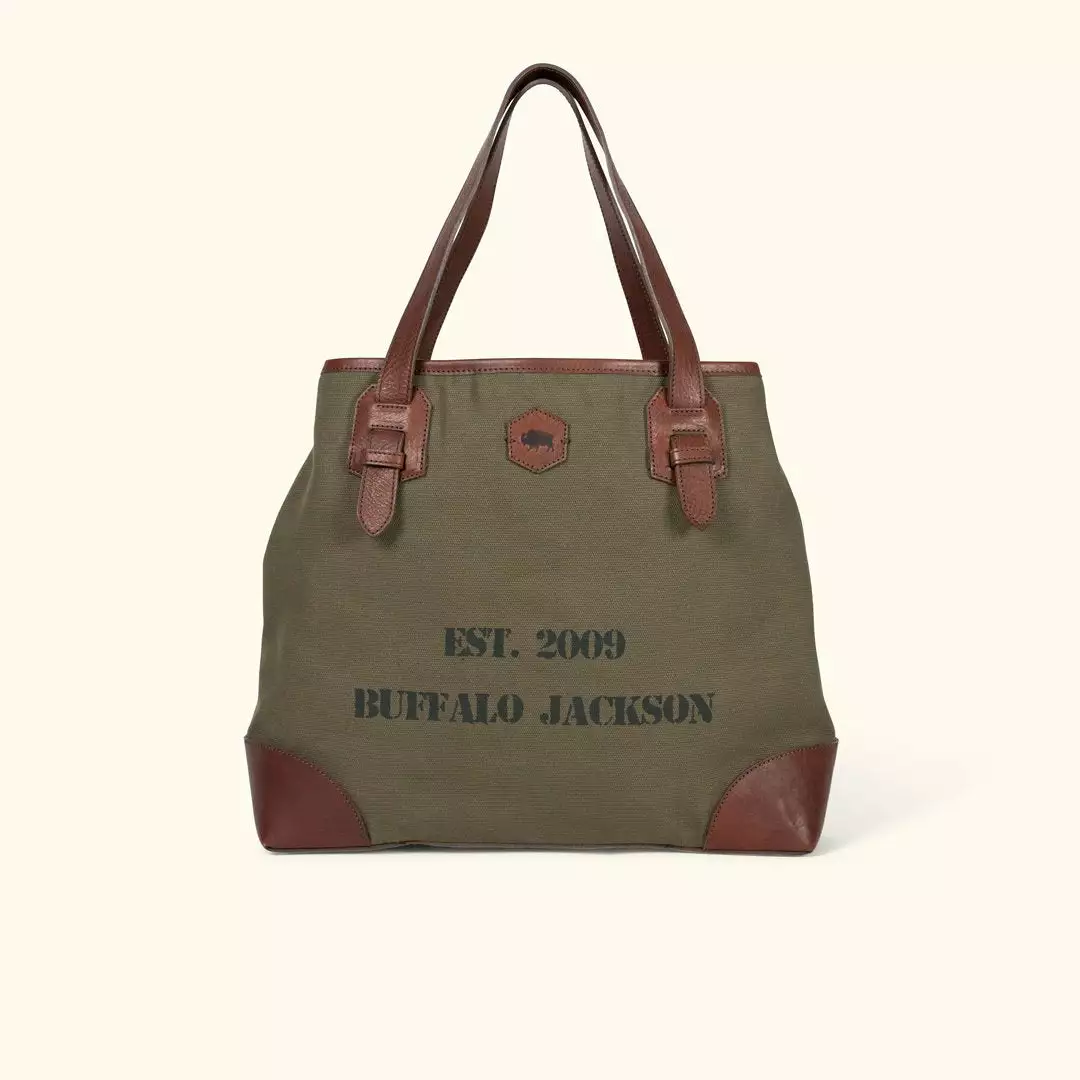 Buffalo Jackson Trading Co. Limited Edition 10-Year Tote Bag | Olive 3 Buffalo Jackson Trading Co. Limited Edition 10-Year Tote Bag | Olive