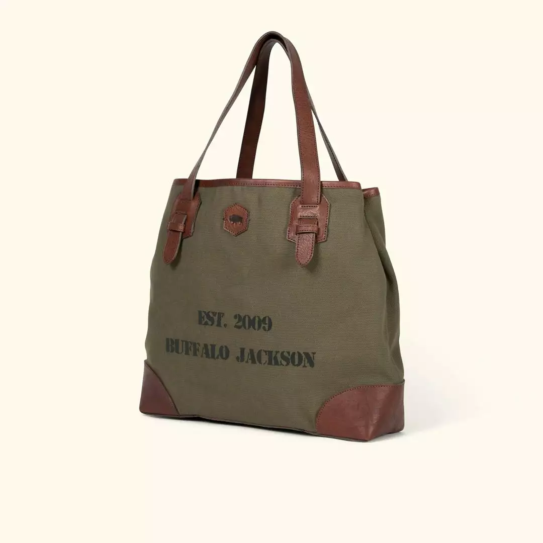 Buffalo Jackson Trading Co. Limited Edition 10-Year Tote Bag | Olive 4 Buffalo Jackson Trading Co. Limited Edition 10-Year Tote Bag | Olive