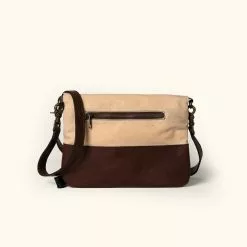 Buffalo Jackson Trading Co. Madison Waxed Canvas Crossbody Foldover Clutch | Cotton Summer W/ Dark Hazelnut Leather