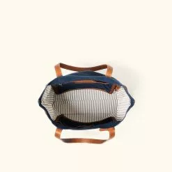 Buffalo Jackson Trading Co. Madison Waxed Canvas Tote Bag | Navy W/ Saddle Tan Leather