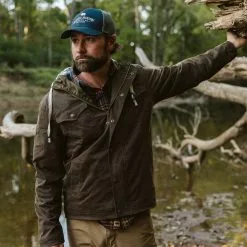 Buffalo Jackson Trading Co. Leather Marshall Hooded Jacket | Dark Khaki