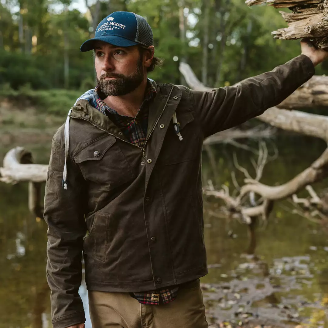 Buffalo Jackson Trading Co. Leather Marshall Hooded Jacket | Dark Khaki 3 Buffalo Jackson Trading Co. Leather Marshall Hooded Jacket | Dark Khaki