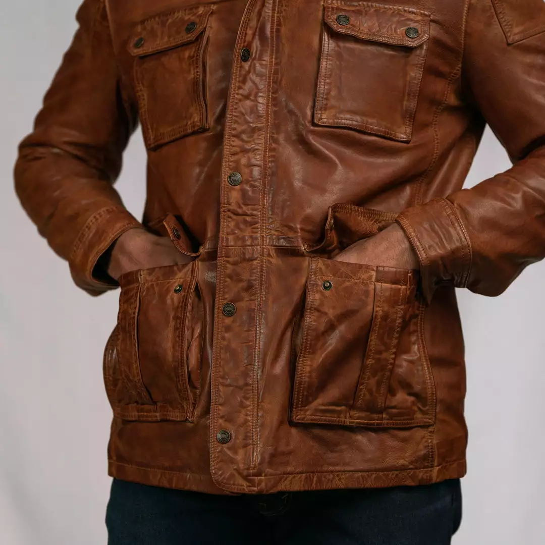 Buffalo Jackson Trading Co. Leather Jackets Theodore Field Leather Jacket | Light Brown 22 Buffalo Jackson Trading Co. Leather Jackets Theodore Field Leather Jacket | Light Brown