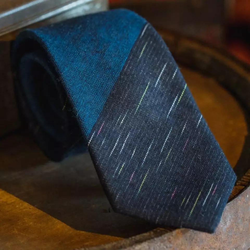 Buffalo Jackson Trading Co. Vintage Stripe Cotton Necktie | Blue 4 Buffalo Jackson Trading Co. Vintage Stripe Cotton Necktie | Blue