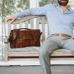 Buffalo Jackson Trading Co. Leather Briefcases Ryder Reserve Bison Leather Briefcase | Brown 25 Buffalo Jackson Trading Co. Leather Briefcases Ryder Reserve Bison Leather Briefcase | Brown