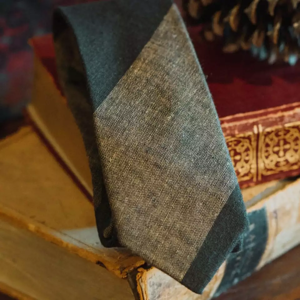 Buffalo Jackson Trading Co. Apparel Heathered Stripe Cotton Necktie | Khaki 5 Buffalo Jackson Trading Co. Apparel Heathered Stripe Cotton Necktie | Khaki