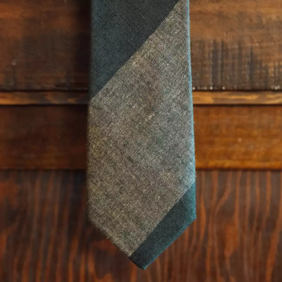 Buffalo Jackson Trading Co. Apparel Heathered Stripe Cotton Necktie | Khaki 4 Buffalo Jackson Trading Co. Apparel Heathered Stripe Cotton Necktie | Khaki