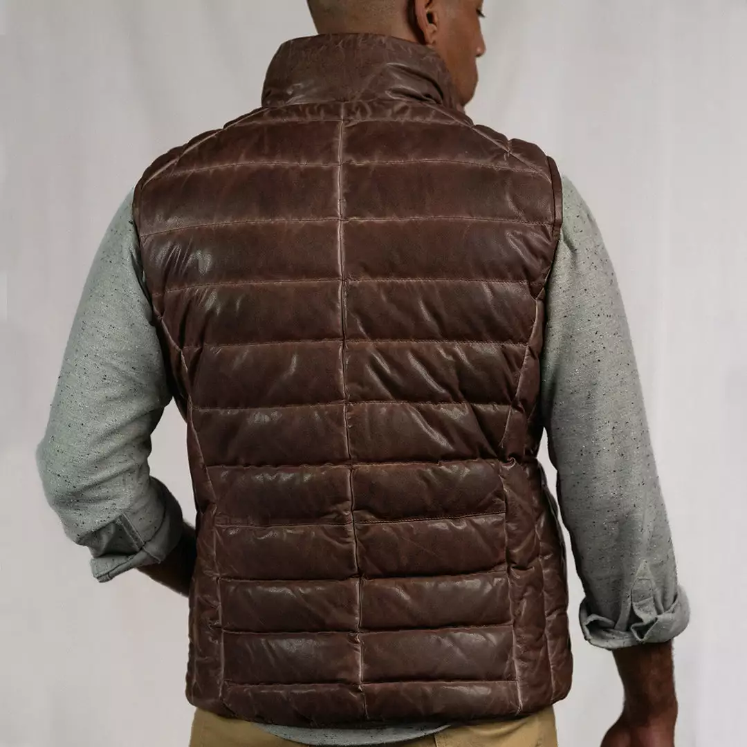 Buffalo Jackson Trading Co. Leather Jackets Bridger Leather Down Vest | Dark Brown 6 Buffalo Jackson Trading Co. Leather Jackets Bridger Leather Down Vest | Dark Brown