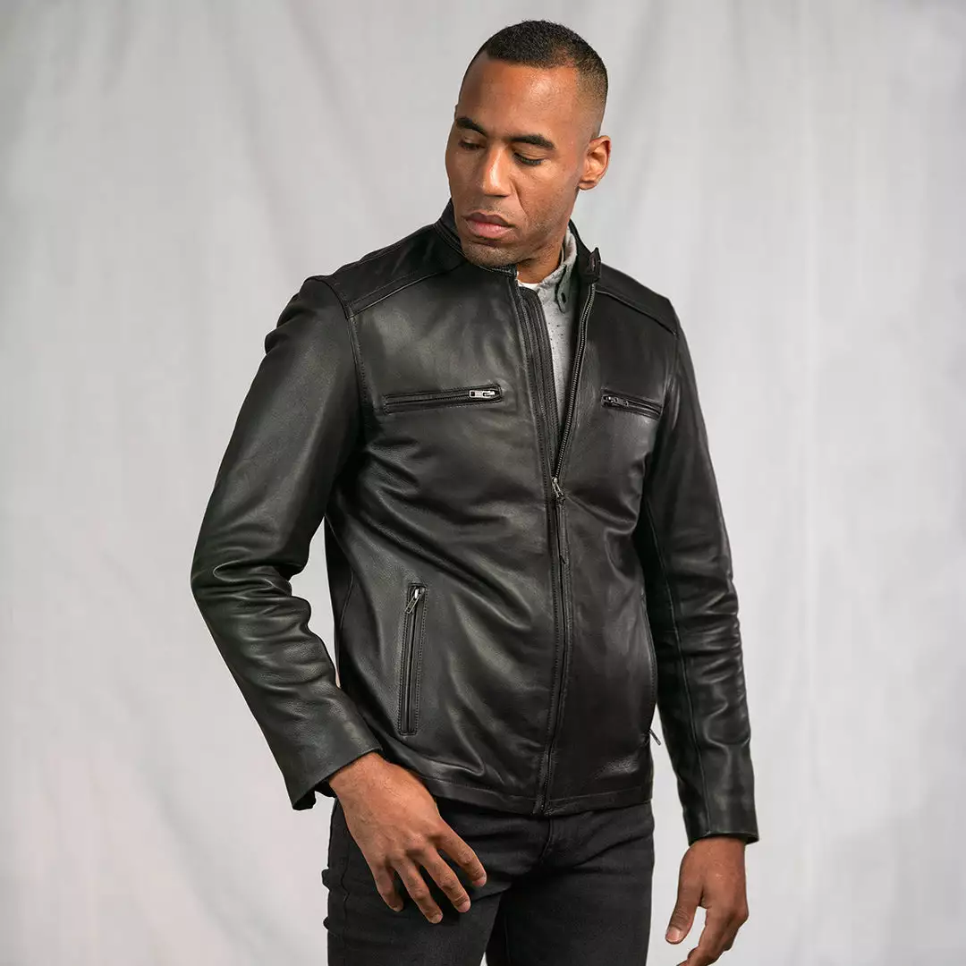 Buffalo Jackson Trading Co. Leather Jackets Thompson Leather Moto Jacket | Black 4 Buffalo Jackson Trading Co. Leather Jackets Thompson Leather Moto Jacket | Black