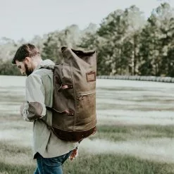Buffalo Jackson Trading Co. Dakota Waxed Canvas Military Sea Bag Backpack | Field Khaki W/ Chestnut Brown Leather 17 Buffalo Jackson Trading Co. Dakota Waxed Canvas Military Sea Bag Backpack | Field Khaki W/ Chestnut Brown Leather