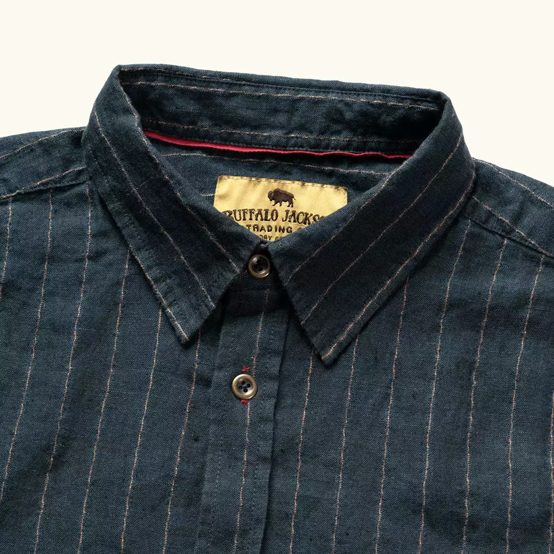 Buffalo Jackson Trading Co. Miller Striped Short Sleeve Shirt | Navy Apparel 4 Buffalo Jackson Trading Co. Miller Striped Short Sleeve Shirt | Navy Apparel