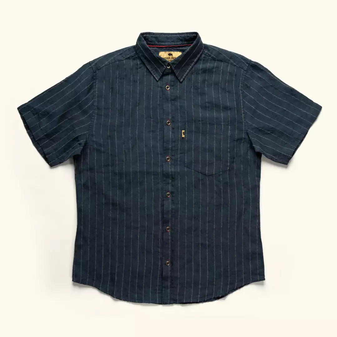 Buffalo Jackson Trading Co. Miller Striped Short Sleeve Shirt | Navy Apparel 3 Buffalo Jackson Trading Co. Miller Striped Short Sleeve Shirt | Navy Apparel