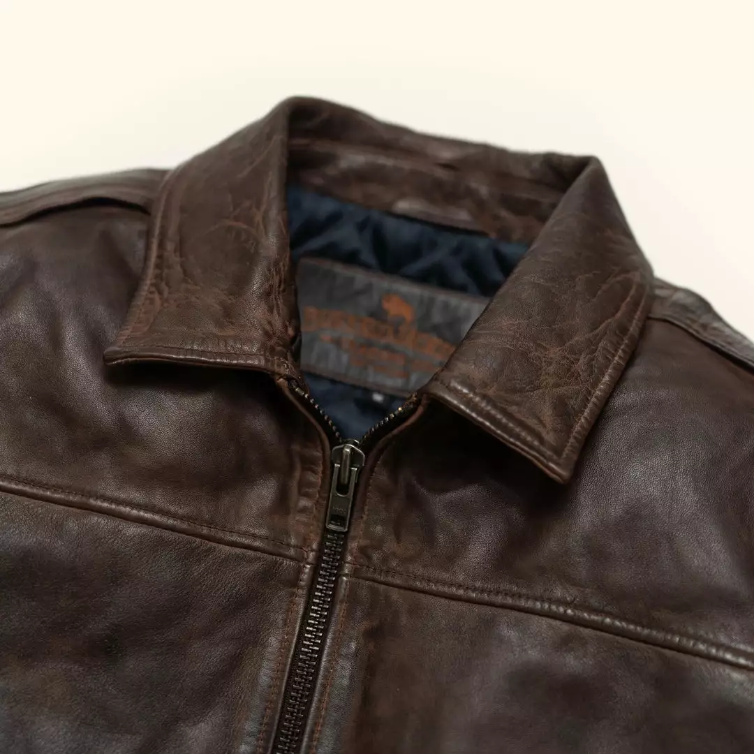 Buffalo Jackson Trading Co. Ranger Leather Bomber Jacket | Distressed Brown 8 Buffalo Jackson Trading Co. Ranger Leather Bomber Jacket | Distressed Brown