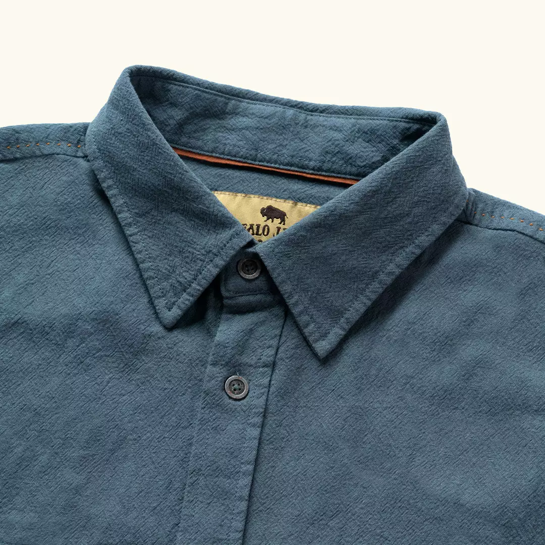 Buffalo Jackson Trading Co. Linen Short Sleeve Shirt | Blue 4 Buffalo Jackson Trading Co. Linen Short Sleeve Shirt | Blue
