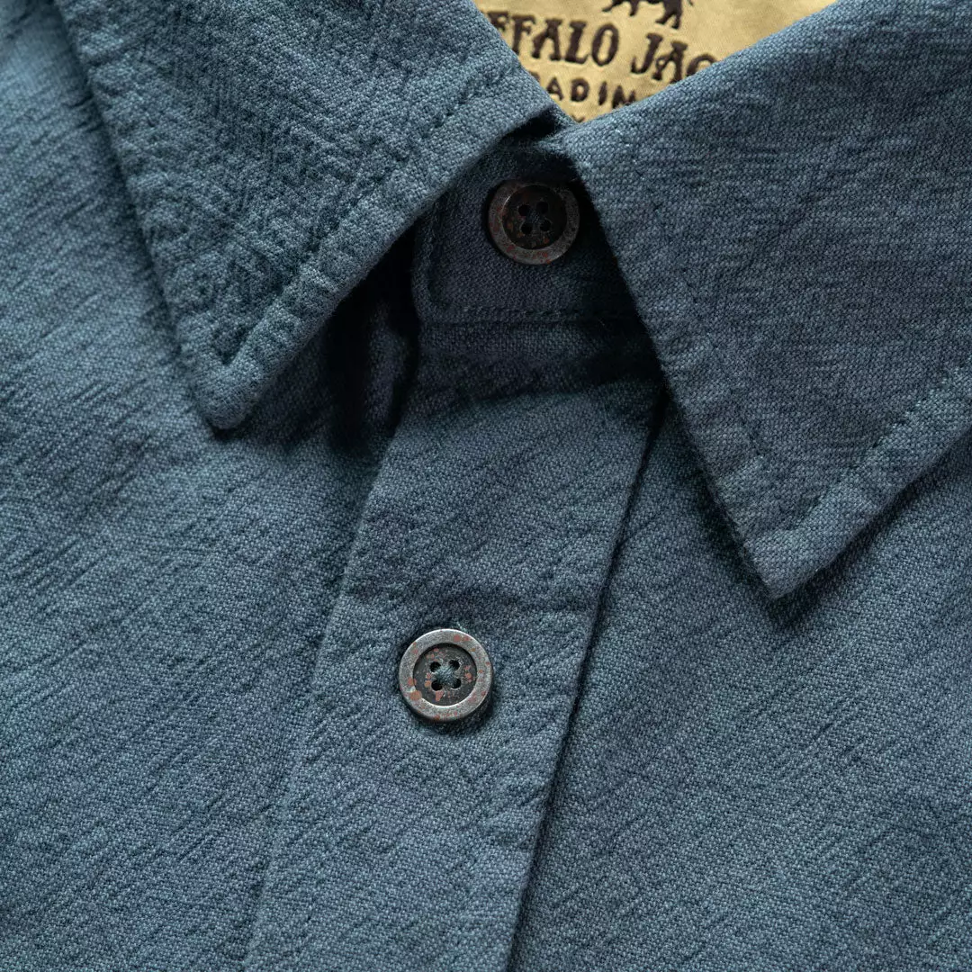 Buffalo Jackson Trading Co. Linen Short Sleeve Shirt | Blue 5 Buffalo Jackson Trading Co. Linen Short Sleeve Shirt | Blue