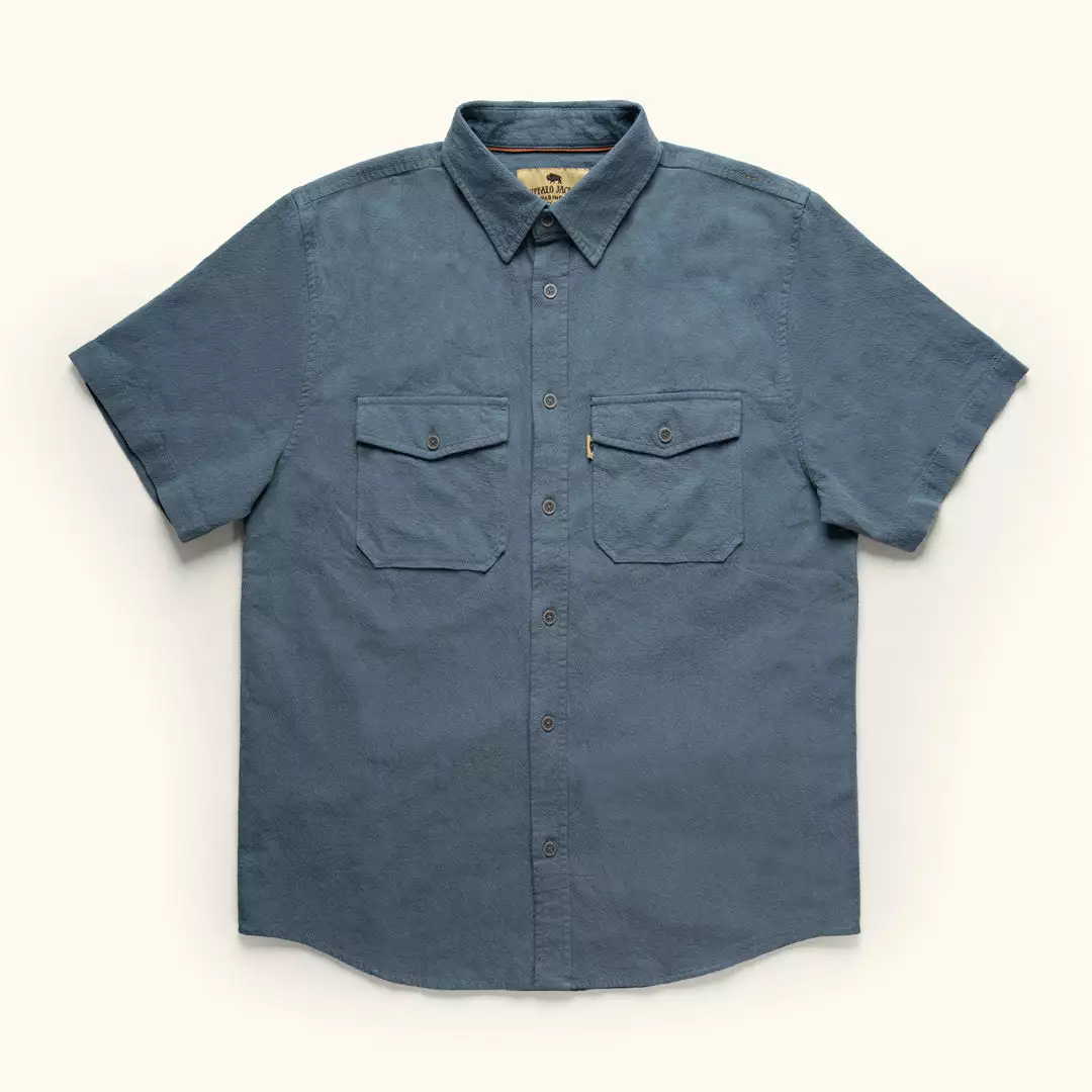 Buffalo Jackson Trading Co. Linen Short Sleeve Shirt | Blue 3 Buffalo Jackson Trading Co. Linen Short Sleeve Shirt | Blue