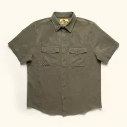 Buffalo Jackson Trading Co. Linen Short Sleeve Shirt | Olive Apparel