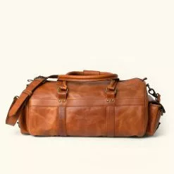 Buffalo Jackson Trading Co. New Roosevelt Buffalo Leather Duffle Bag | Amber Brown 11 Buffalo Jackson Trading Co. New Roosevelt Buffalo Leather Duffle Bag | Amber Brown
