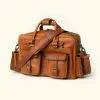 Buffalo Jackson Trading Co. Roosevelt Buffalo Leather Pilot Bag | Amber Brown 2 Buffalo Jackson Trading Co. Roosevelt Buffalo Leather Pilot Bag | Amber Brown
