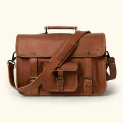 Buffalo Jackson Trading Co. Leather Briefcases Roosevelt Buffalo Leather Briefcase Bag | Autumn Brown
