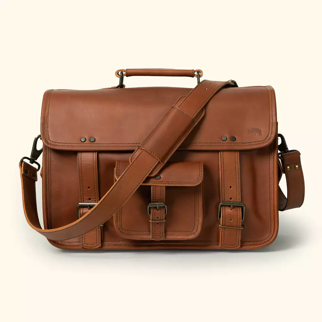 Buffalo Jackson Trading Co. Leather Briefcases Roosevelt Buffalo Leather Briefcase Bag | Autumn Brown 3 Buffalo Jackson Trading Co. Leather Briefcases Roosevelt Buffalo Leather Briefcase Bag | Autumn Brown