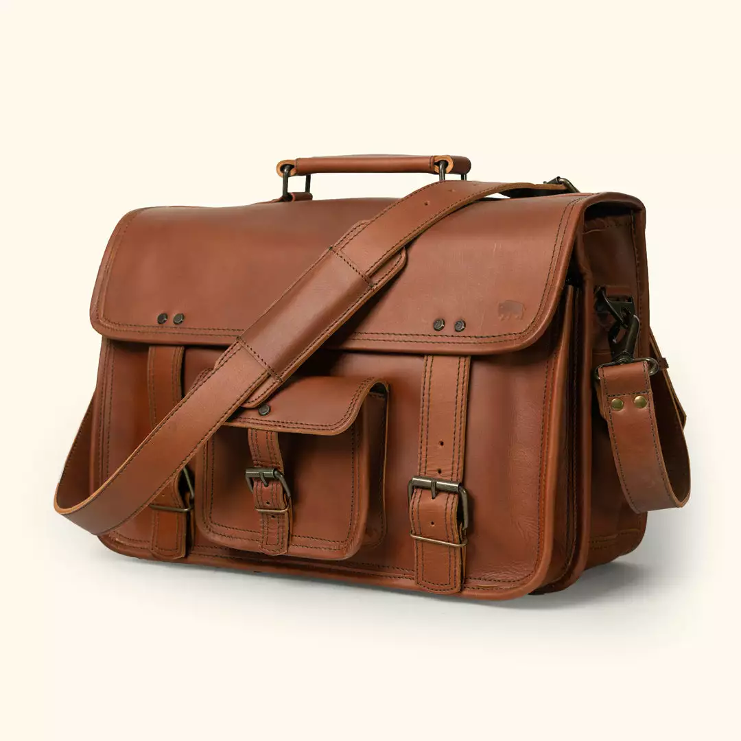 Buffalo Jackson Trading Co. Leather Briefcases Roosevelt Buffalo Leather Briefcase Bag | Autumn Brown 4 Buffalo Jackson Trading Co. Leather Briefcases Roosevelt Buffalo Leather Briefcase Bag | Autumn Brown