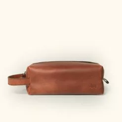 Buffalo Jackson Trading Co. Roosevelt Buffalo Leather Dopp Kit | Amber Brown Dopp Kits & Toiletry Kits
