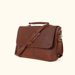 Buffalo Jackson Trading Co. Leather Messenger Bags Ryder Reserve Bison Leather Laptop Messenger Bag | Brown