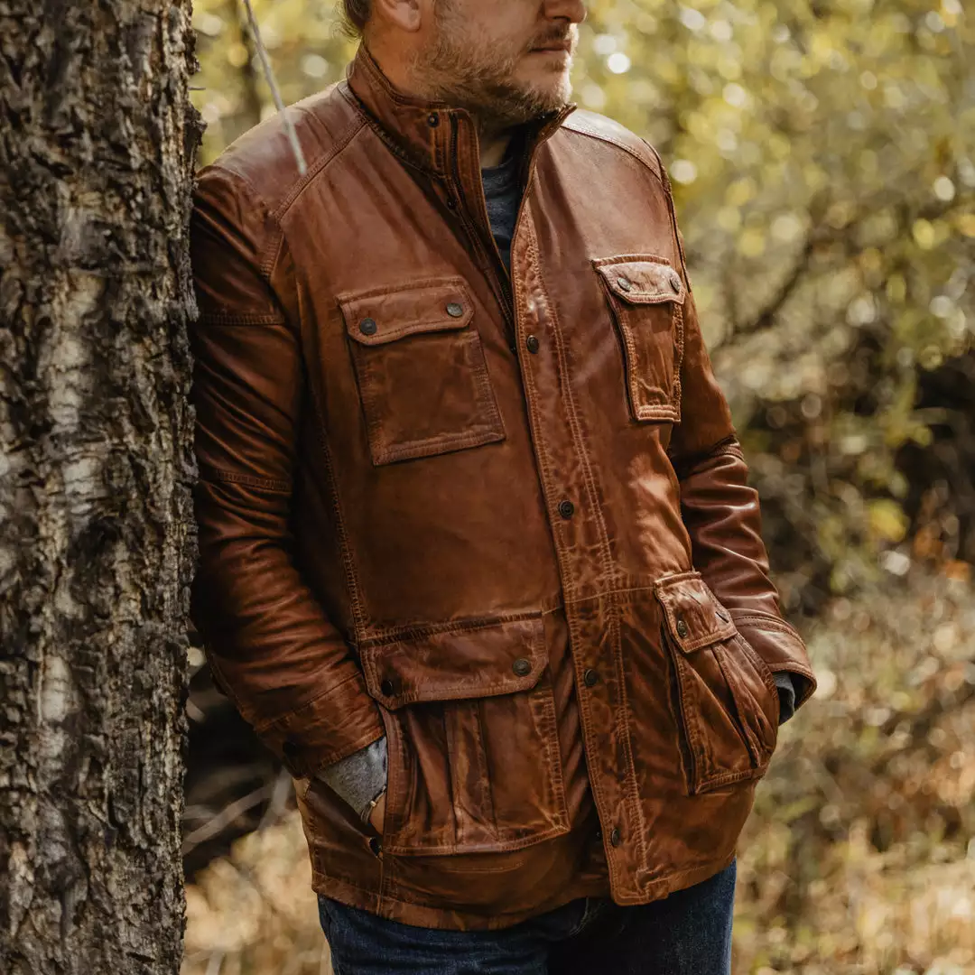 Buffalo Jackson Trading Co. Leather Jackets Theodore Field Leather Jacket | Light Brown 17 Buffalo Jackson Trading Co. Leather Jackets Theodore Field Leather Jacket | Light Brown
