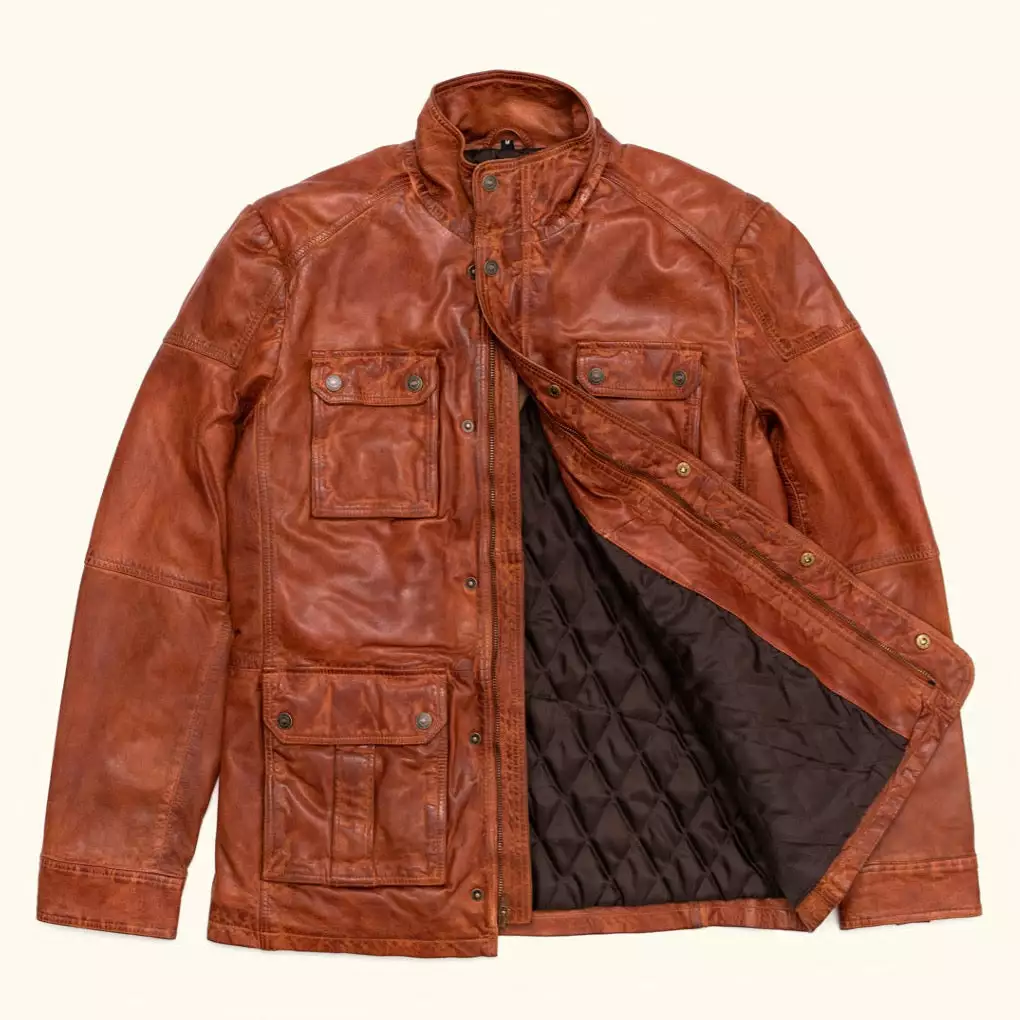 Buffalo Jackson Trading Co. Leather Jackets Theodore Field Leather Jacket | Light Brown 7 Buffalo Jackson Trading Co. Leather Jackets Theodore Field Leather Jacket | Light Brown