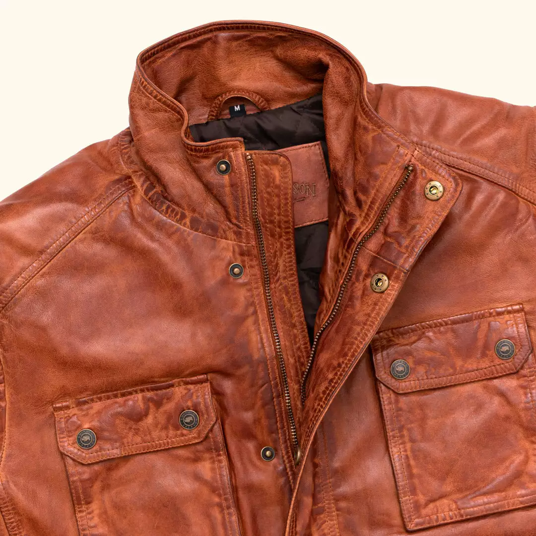 Buffalo Jackson Trading Co. Leather Jackets Theodore Field Leather Jacket | Light Brown 13 Buffalo Jackson Trading Co. Leather Jackets Theodore Field Leather Jacket | Light Brown