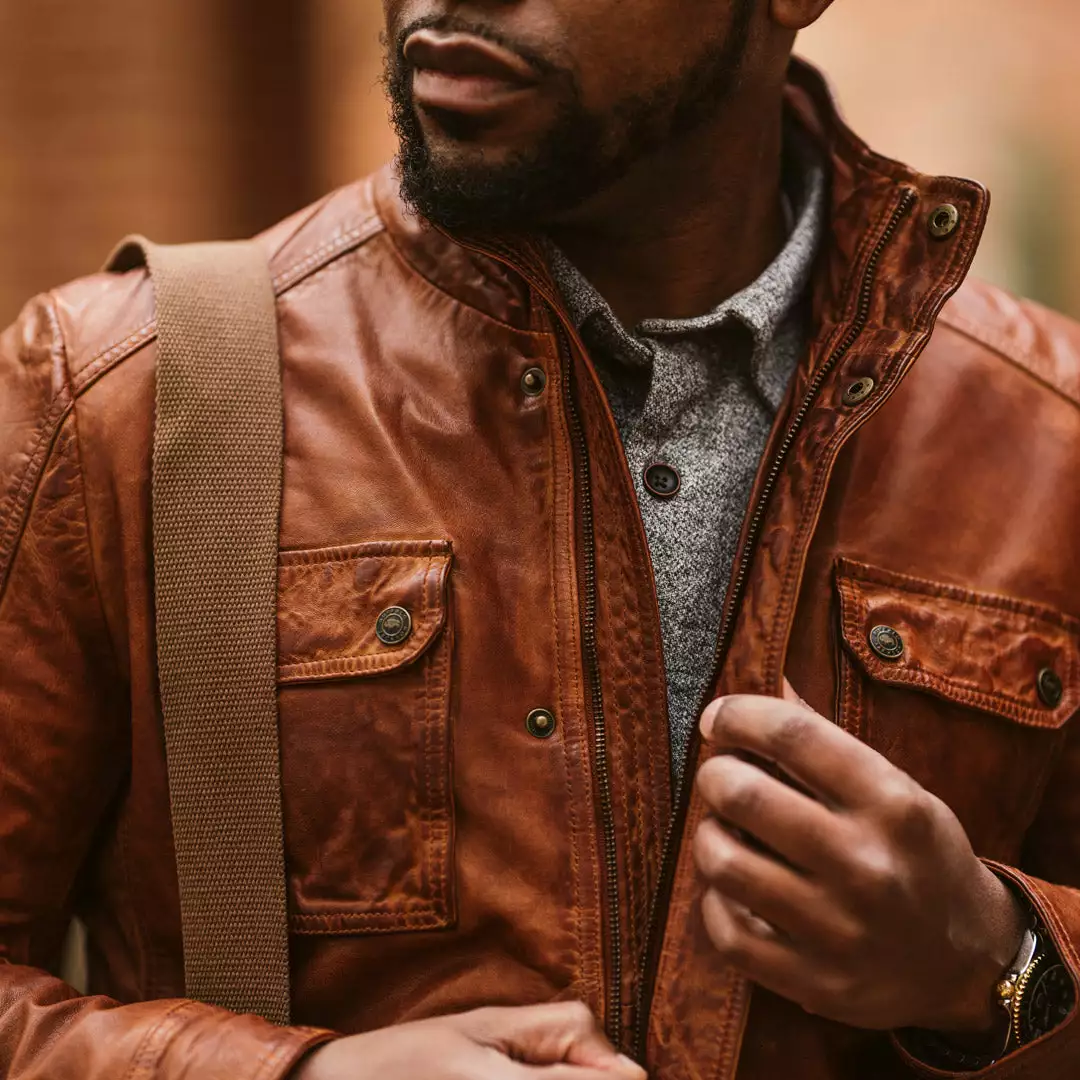Buffalo Jackson Trading Co. Leather Jackets Theodore Field Leather Jacket | Light Brown 9 Buffalo Jackson Trading Co. Leather Jackets Theodore Field Leather Jacket | Light Brown