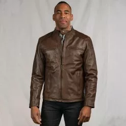 Buffalo Jackson Trading Co. Thompson Leather Moto Jacket | Brown