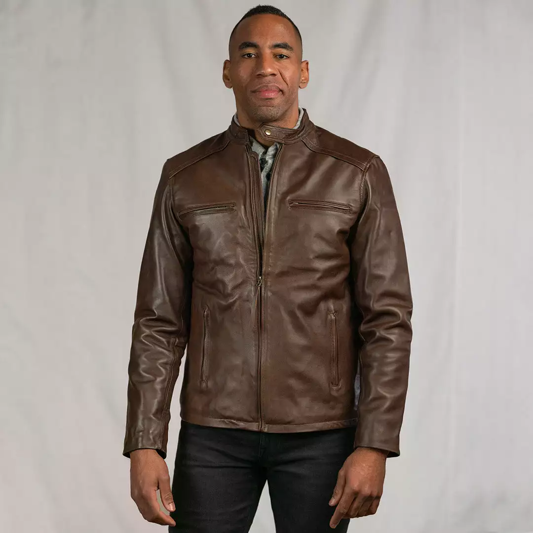 Buffalo Jackson Trading Co. Thompson Leather Moto Jacket | Brown 4 Buffalo Jackson Trading Co. Thompson Leather Moto Jacket | Brown