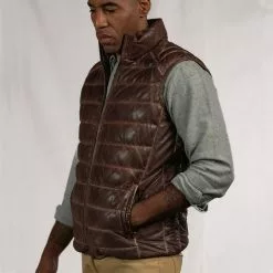 Buffalo Jackson Trading Co. Leather Jackets Bridger Leather Down Vest | Dark Brown 16 Buffalo Jackson Trading Co. Leather Jackets Bridger Leather Down Vest | Dark Brown