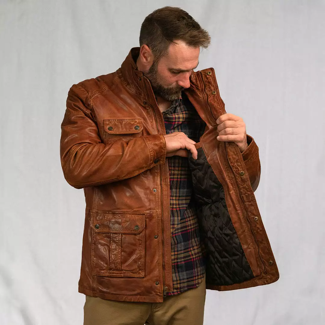 Buffalo Jackson Trading Co. Leather Jackets Theodore Field Leather Jacket | Light Brown 4 Buffalo Jackson Trading Co. Leather Jackets Theodore Field Leather Jacket | Light Brown