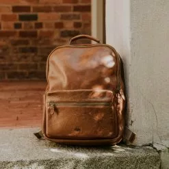 Buffalo Jackson Trading Co. Walker Leather Backpack | Rustic Tan Leather Travel Bags
