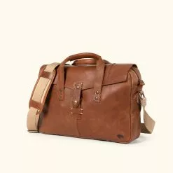 Buffalo Jackson Trading Co. Walker Leather Briefcase Bag | Rustic Tan