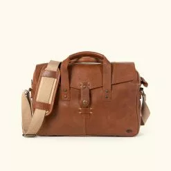 Buffalo Jackson Trading Co. Walker Leather Briefcase Bag | Rustic Tan