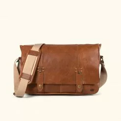 Buffalo Jackson Trading Co. Leather Messenger Bags Walker Leather Messenger Bag | Rustic Tan
