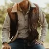 Buffalo Jackson Trading Co. Leather Jackets Jackson Leather Sherpa Vest | Tan & Brown 1 Buffalo Jackson Trading Co. Leather Jackets Jackson Leather Sherpa Vest | Tan & Brown