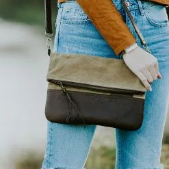 Buffalo Jackson Trading Co. Madison Waxed Canvas Crossbody Foldover Clutch | Khaki W/ Dark Hazelnut Leather 20 Buffalo Jackson Trading Co. Madison Waxed Canvas Crossbody Foldover Clutch | Khaki W/ Dark Hazelnut Leather