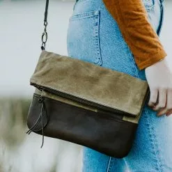 Buffalo Jackson Trading Co. Madison Waxed Canvas Crossbody Foldover Clutch | Khaki W/ Dark Hazelnut Leather 21 Buffalo Jackson Trading Co. Madison Waxed Canvas Crossbody Foldover Clutch | Khaki W/ Dark Hazelnut Leather