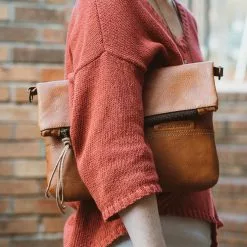 Buffalo Jackson Trading Co. Madison Leather Crossbody Foldover Clutch | Saddle Tan